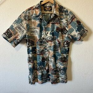 Vintage Harley Davidson Cotton Hawaiian Motorcycle Shirt - Size L